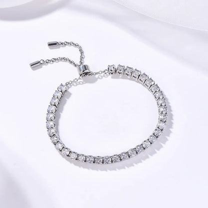 Elegant Sliver Bracelet With Sapphire White Gemstones.