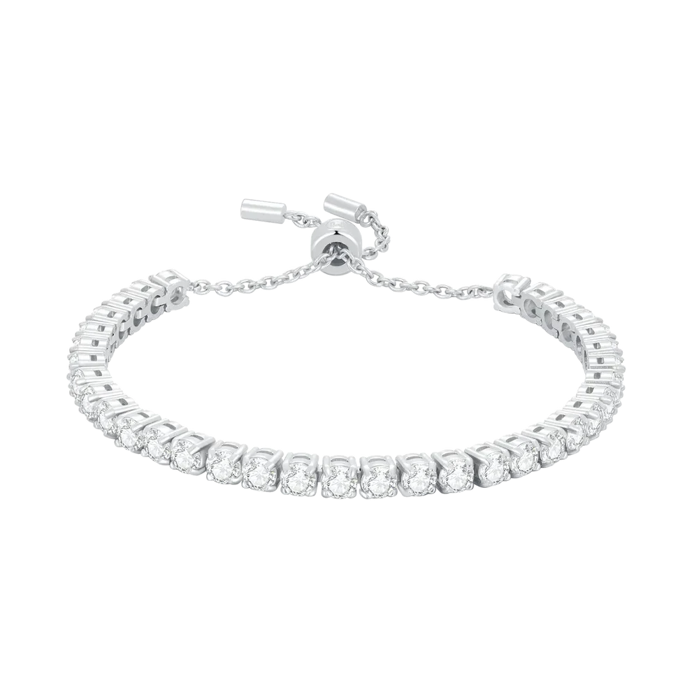 Elegant Sliver Bracelet With Sapphire White Gemstones.