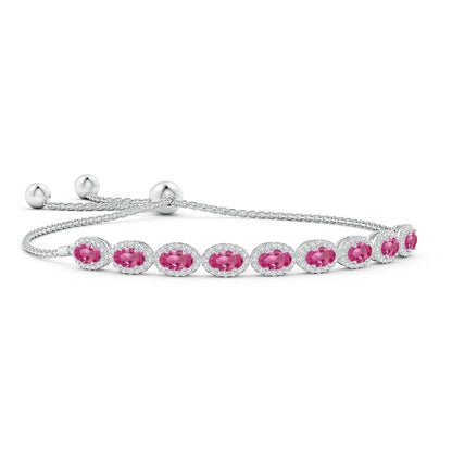 Elegant Oval-Cut Pink Gem Bracelet For Women