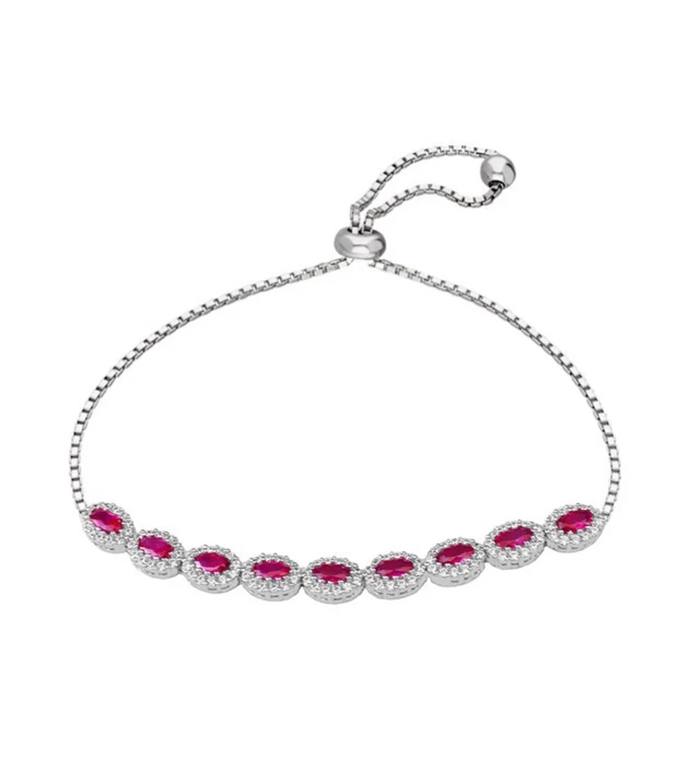 Elegant Oval-Cut Pink Gem Bracelet For Women